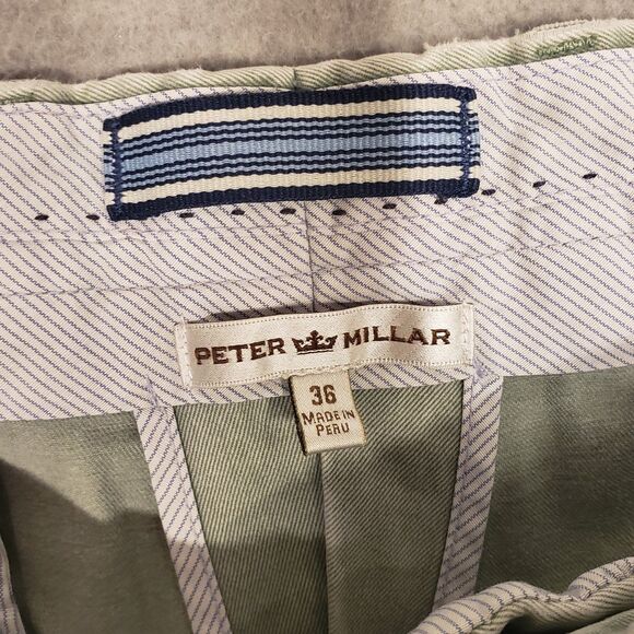 Vintage Peter Millar Chino Golf Shorts Mens 36 Green Khaki Crown Retro Casual - Picture 3 of 7